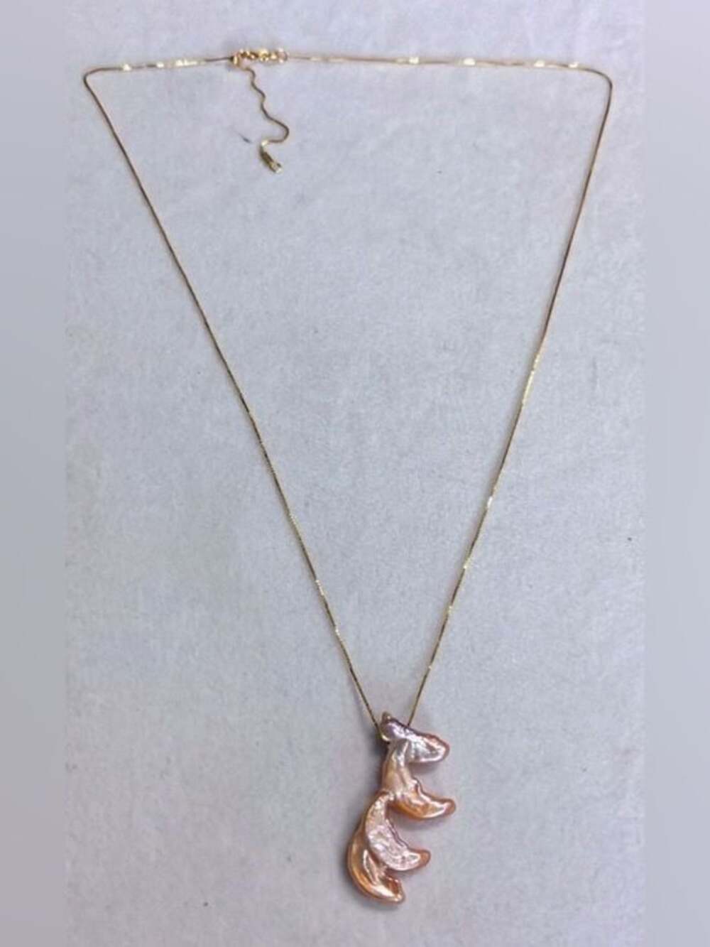 Handmade 18k Gold Plated Clustered Freshwater Pearl Moon Necklace NWOT